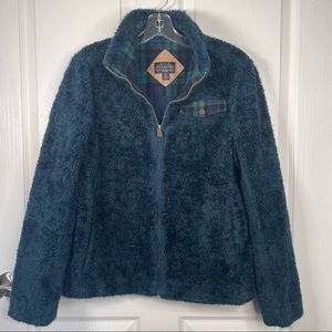 Pendleton Dark Teal Fuzzy Fleece Zip Up Jacket Sz M Sherpa Teddy Jacket